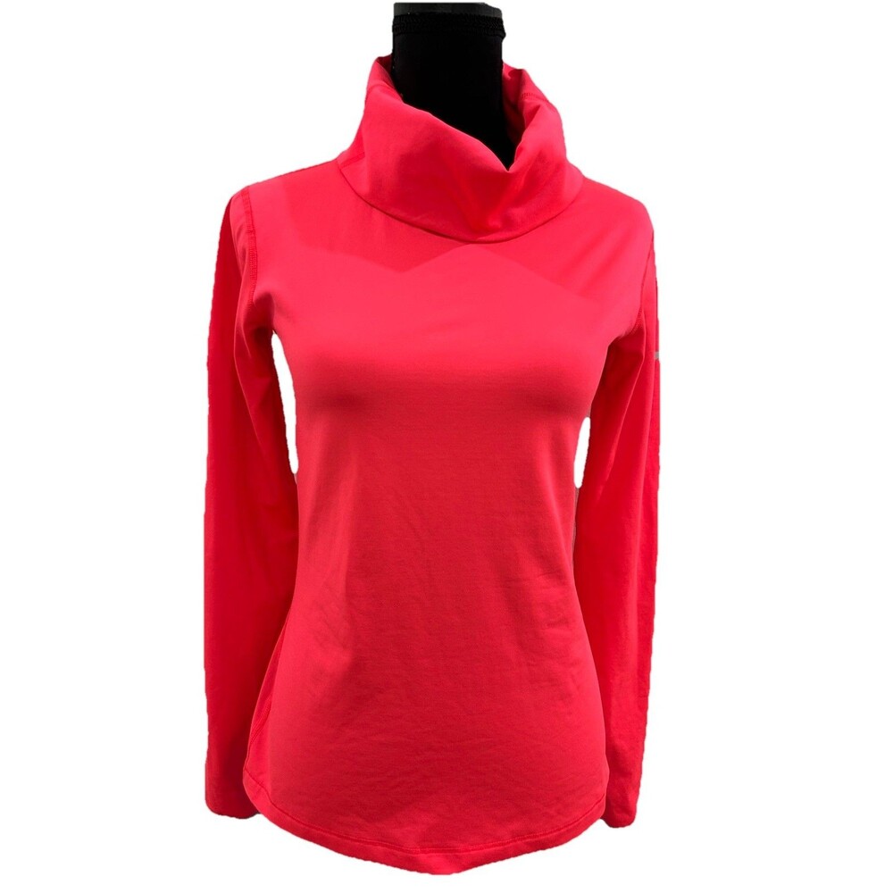 Nike Pro Dri Fit Bright Pink Top Womens M Athletic Sweatshirt Cowl Neck